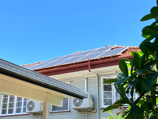 Solar panels installed on terracotta tile roof of Brisbane home